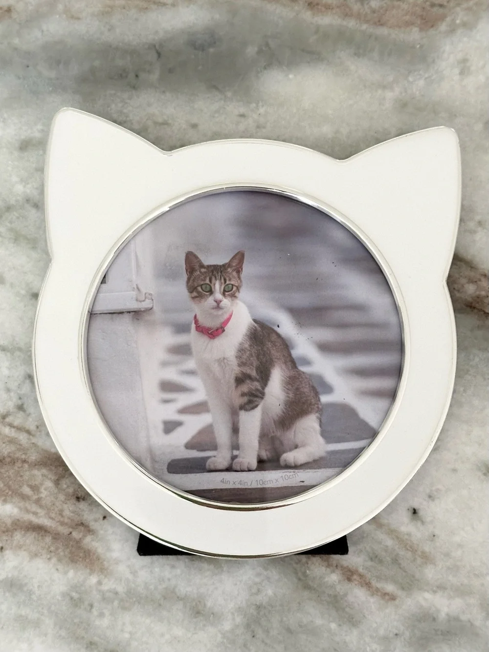 White Cat-Shaped Photo Frame for Pets